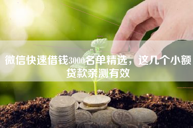 微信快速借钱3000名单精选，这几个小额贷款亲测有效