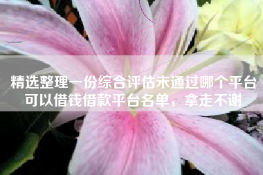 精选整理一份综合评估未通过哪个平台可以借钱借款平台名单，拿走不谢