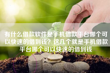 有什么借款软件是手机借款平台哪个可以快速的借到钱？这几个就是手机借款平台哪个可以快速的借到钱
