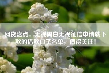 网贷盘点，无视黑白无视征信申请就下款的借款口子名单，值得关注！
