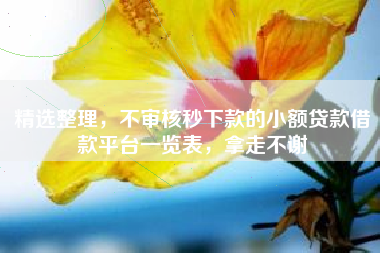 精选整理，不审核秒下款的小额贷款借款平台一览表，拿走不谢