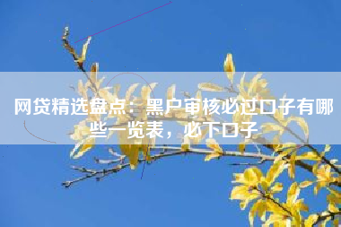 网贷精选盘点：黑户审核必过口子有哪些一览表，必下口子