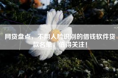 网贷盘点，不用人脸识别的借钱软件贷款名单，值得关注！