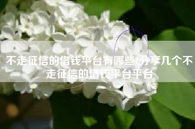 不走征信的借钱平台有哪些?分享几个不走征信的借钱平台平台
