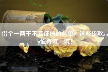 借个一两千不看征信的名单，这些贷款app值得试一试！