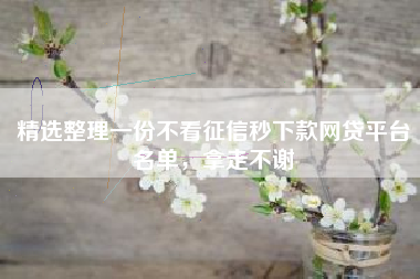 精选整理一份不看征信秒下款网贷平台名单，拿走不谢