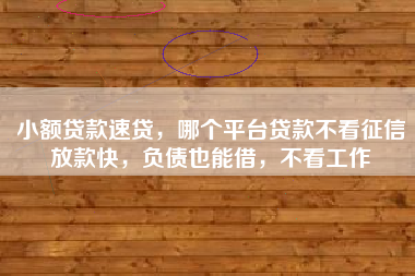 小额贷款速贷，哪个平台贷款不看征信放款快，负债也能借，不看工作