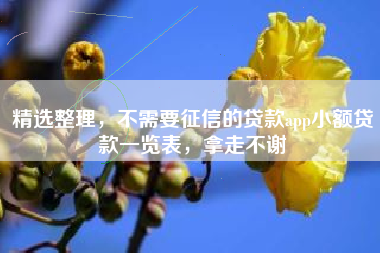 精选整理，不需要征信的贷款app小额贷款一览表，拿走不谢