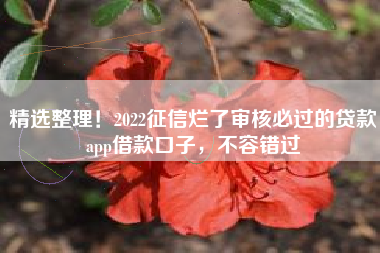 精选整理！2022征信烂了审核必过的贷款app借款口子，不容错过