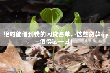 绝对能借到钱的网贷名单，这些贷款app值得试一试！