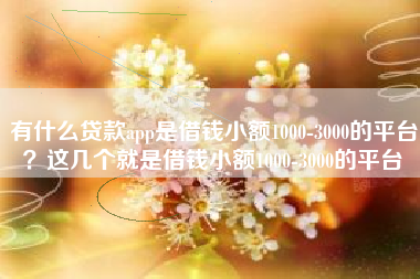 有什么贷款app是借钱小额1000-3000的平台？这几个就是借钱小额1000-3000的平台