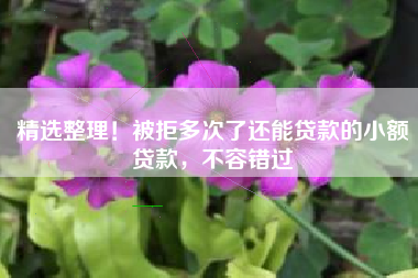 精选整理！被拒多次了还能贷款的小额贷款，不容错过
