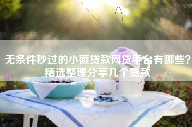 无条件秒过的小额贷款网贷平台有哪些？精选整理分享几个贷款