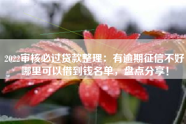 2022审核必过贷款整理：有逾期征信不好哪里可以借到钱名单，盘点分享！