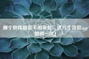 哪个软件借款不用审批，这几个贷款app值得一试！