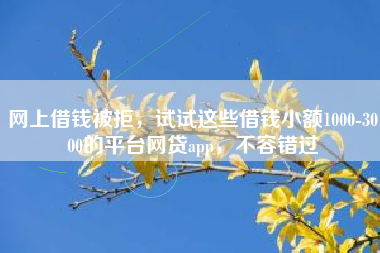 网上借钱被拒，试试这些借钱小额1000-3000的平台网贷app，不容错过
