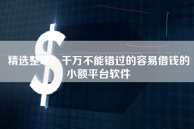 精选整理！千万不能错过的容易借钱的小额平台软件