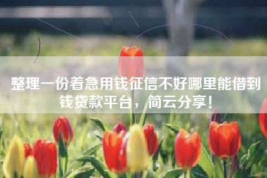 整理一份着急用钱征信不好哪里能借到钱贷款平台，简云分享！