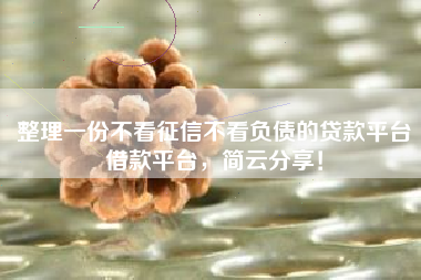 整理一份不看征信不看负债的贷款平台借款平台，简云分享！