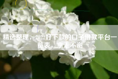 精选整理，2022好下款的口子借款平台一览表，拿走不谢