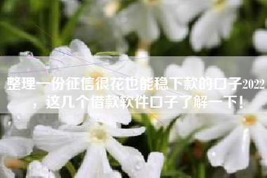 整理一份征信很花也能稳下款的口子2022，这几个借款软件口子了解一下！