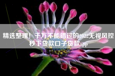 精选整理！千万不能错过的2022无视风控秒下贷款口子贷款app