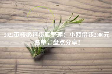 2022审核必过贷款整理：小额借钱2000元名单，盘点分享！