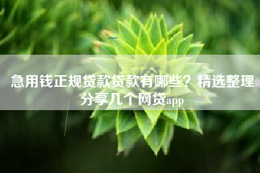 急用钱正规贷款贷款有哪些？精选整理分享几个网贷app