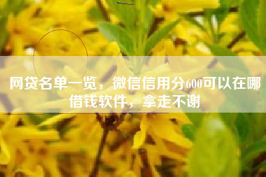 网贷名单一览，微信信用分600可以在哪借钱软件，拿走不谢
