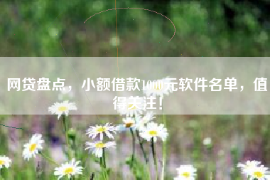 网贷盘点，小额借款1000元软件名单，值得关注！