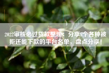 2022审核必过贷款整理：分享5个各种被拒还能下款的平台名单，盘点分享！