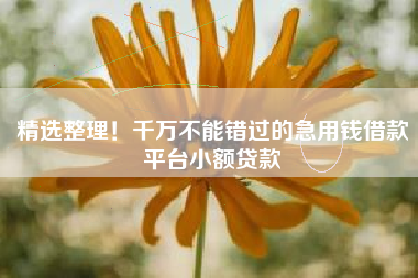 精选整理！千万不能错过的急用钱借款平台小额贷款