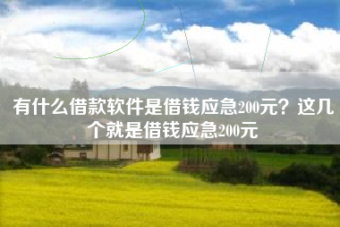 有什么借款软件是借钱应急200元？这几个就是借钱应急200元