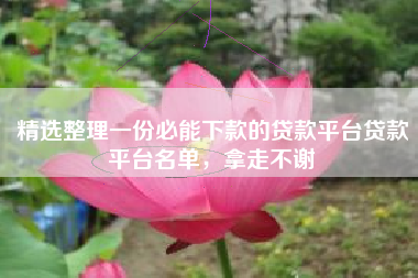 精选整理一份必能下款的贷款平台贷款平台名单，拿走不谢