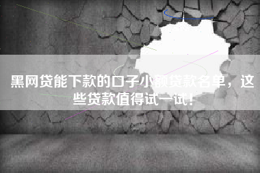 黑网贷能下款的口子小额贷款名单，这些贷款值得试一试！