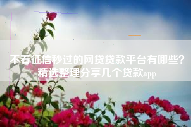 不看征信秒过的网贷贷款平台有哪些？精选整理分享几个贷款app