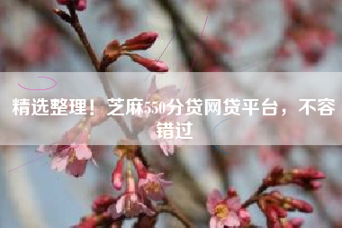 精选整理！芝麻550分贷网贷平台，不容错过