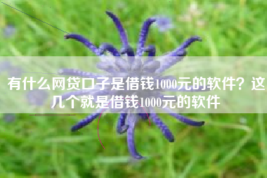 有什么网贷口子是借钱1000元的软件？这几个就是借钱1000元的软件