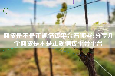 期贷是不是正规借钱平台有哪些?分享几个期贷是不是正规借钱平台平台