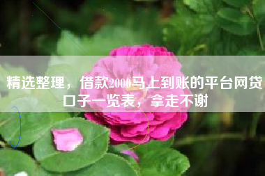 精选整理，借款2000马上到账的平台网贷口子一览表，拿走不谢