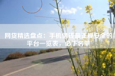 网贷精选盘点：手机借钱最正规安全的平台一览表，必下名单
