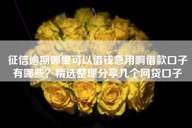 征信逾期哪里可以借钱急用啊借款口子有哪些？精选整理分享几个网贷口子