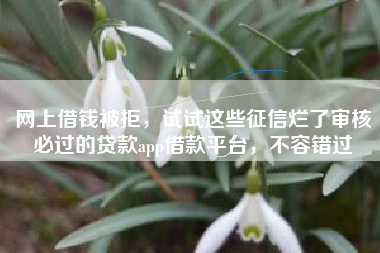 网上借钱被拒，试试这些征信烂了审核必过的贷款app借款平台，不容错过