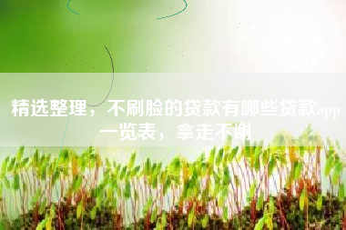精选整理，不刷脸的贷款有哪些贷款app一览表，拿走不谢