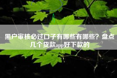 黑户审核必过口子有哪些有哪些？盘点几个贷款app好下款的