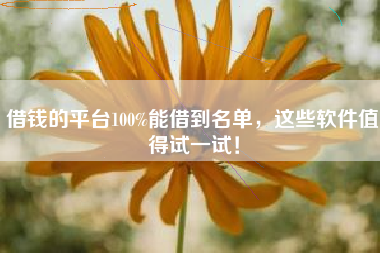 借钱的平台100%能借到名单，这些软件值得试一试！