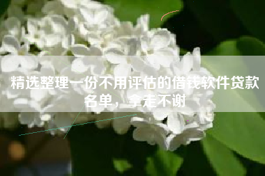 精选整理一份不用评估的借钱软件贷款名单，拿走不谢