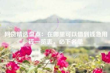 网贷精选盘点：在哪里可以借到钱急用钱一览表，必下名单