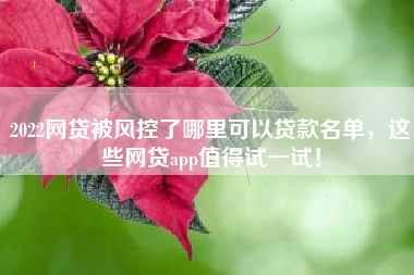 2022网贷被风控了哪里可以贷款名单，这些网贷app值得试一试！