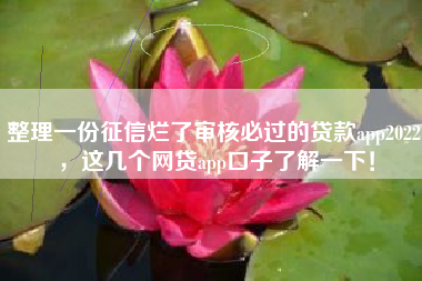 整理一份征信烂了审核必过的贷款app2022，这几个网贷app口子了解一下！
